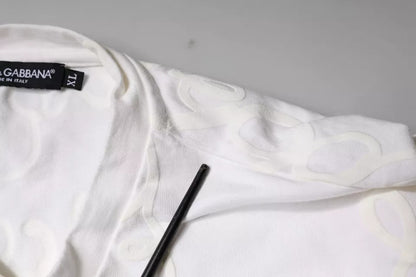 Weißes Baumwoll-T-Shirt mit Rundhalsausschnitt und Logo-Print