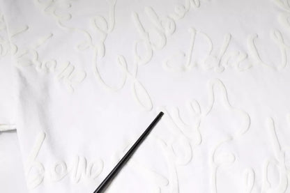 Weißes Baumwoll-T-Shirt mit Rundhalsausschnitt und Logo-Print