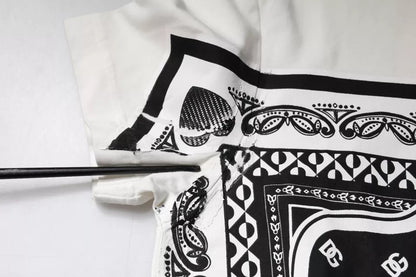 Weißes Kurzarm-T-Shirt aus Baumwolle mit Bandana-Print