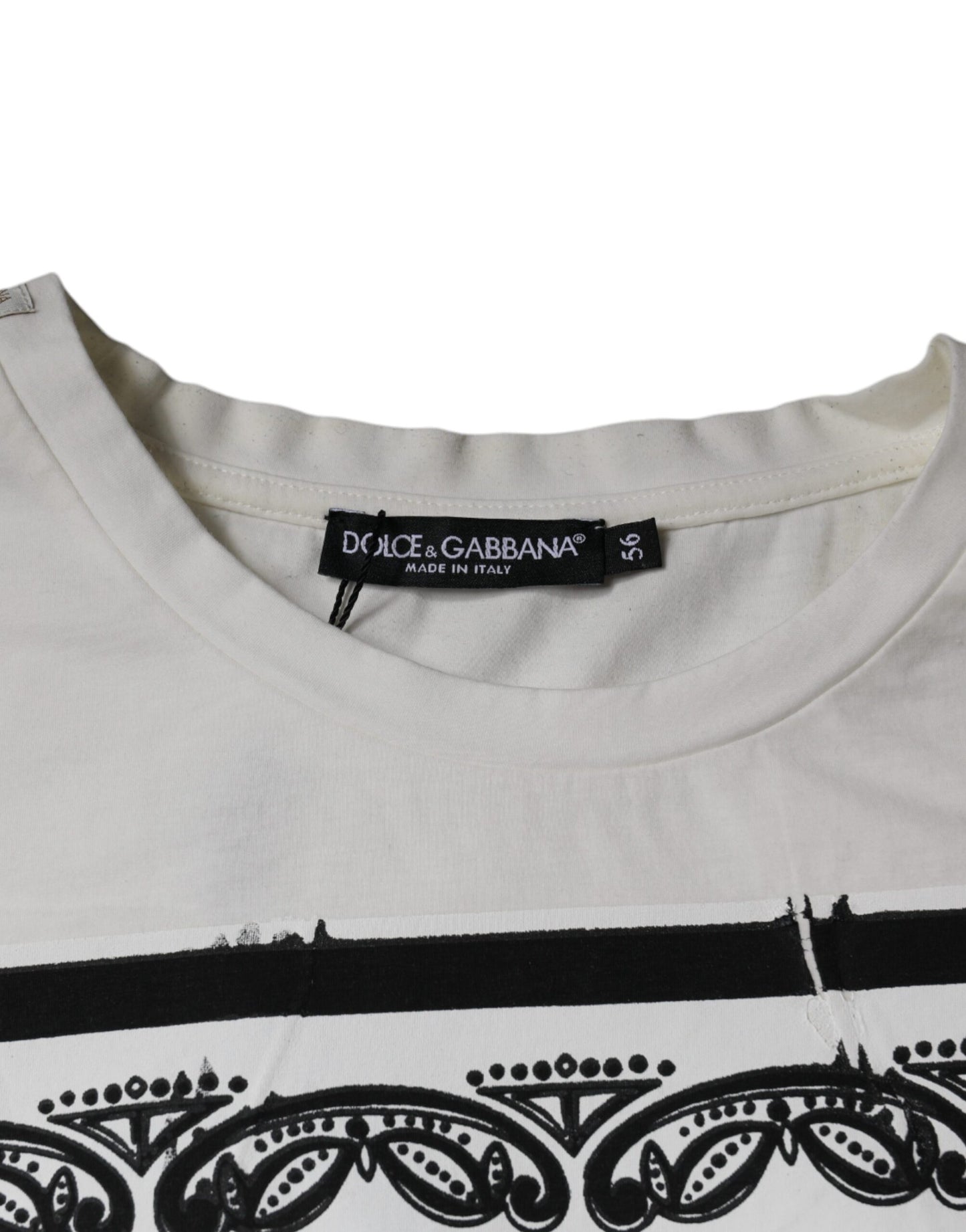 Weißes Kurzarm-T-Shirt aus Baumwolle mit Bandana-Print