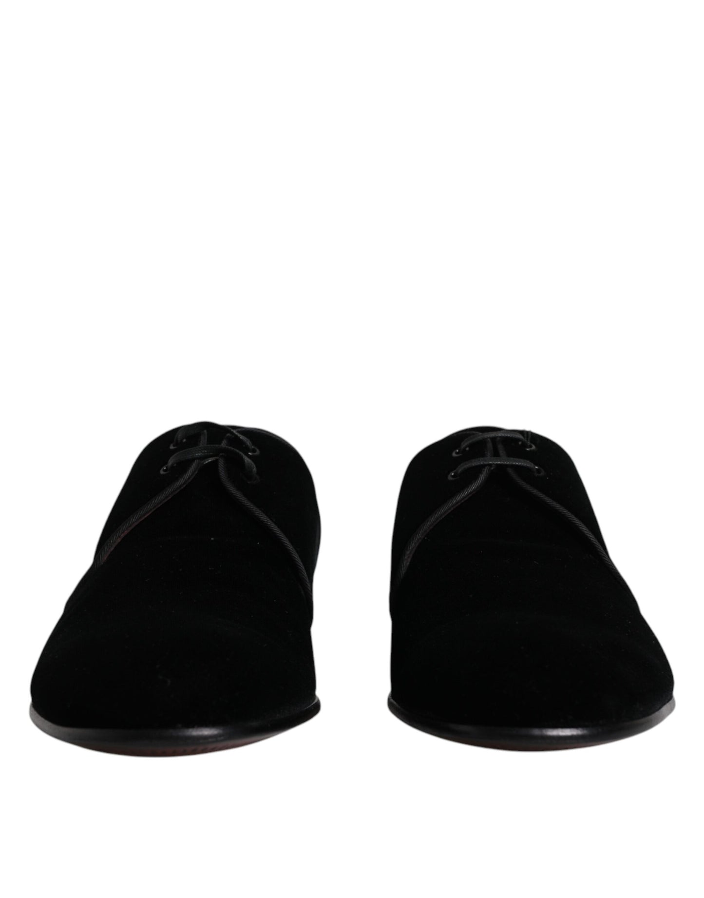 Schwarze Derby-Schnürschuhe aus Samt und Leder