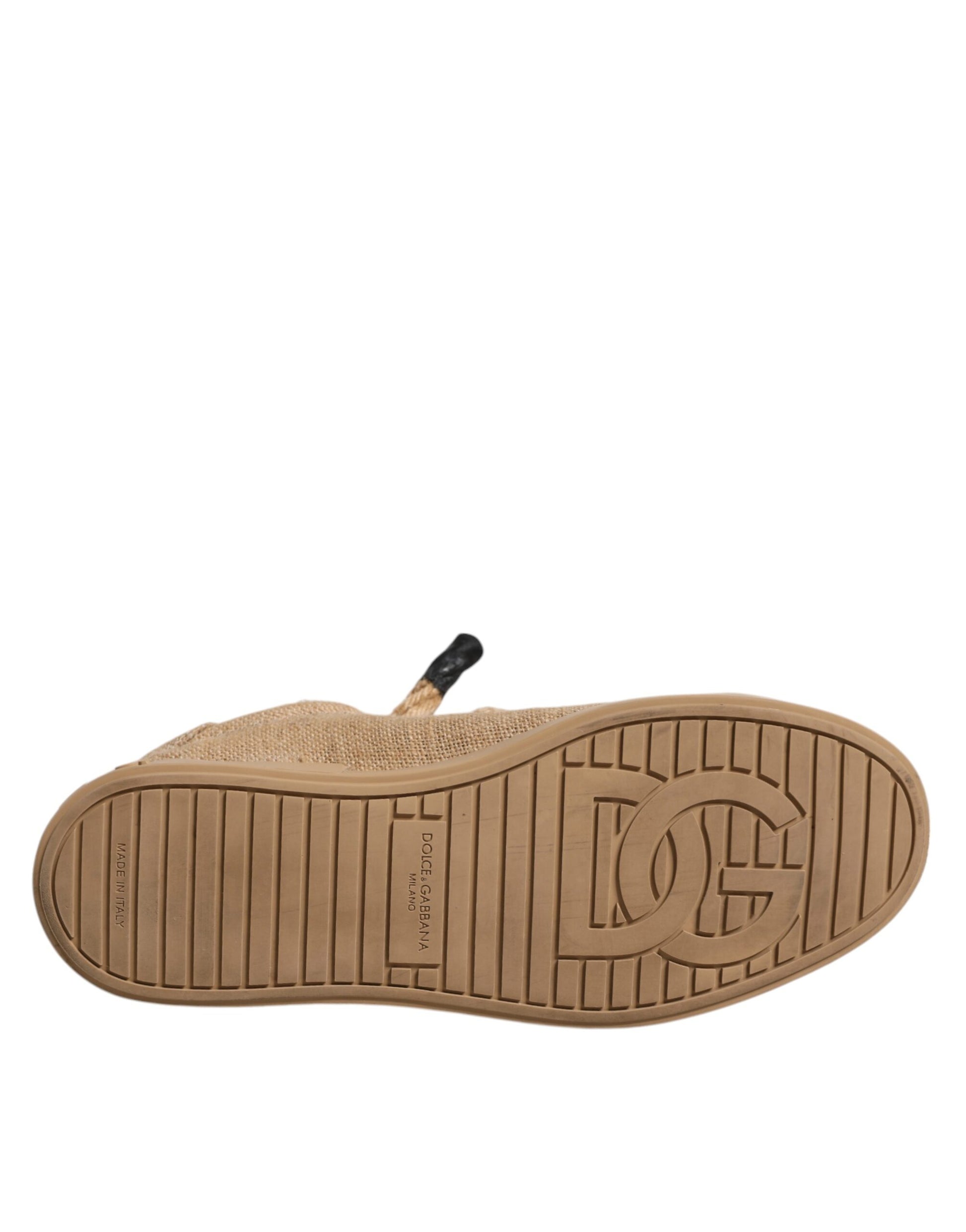 Braune Jute Stoff Low Top Herren Sneakers Schuhe