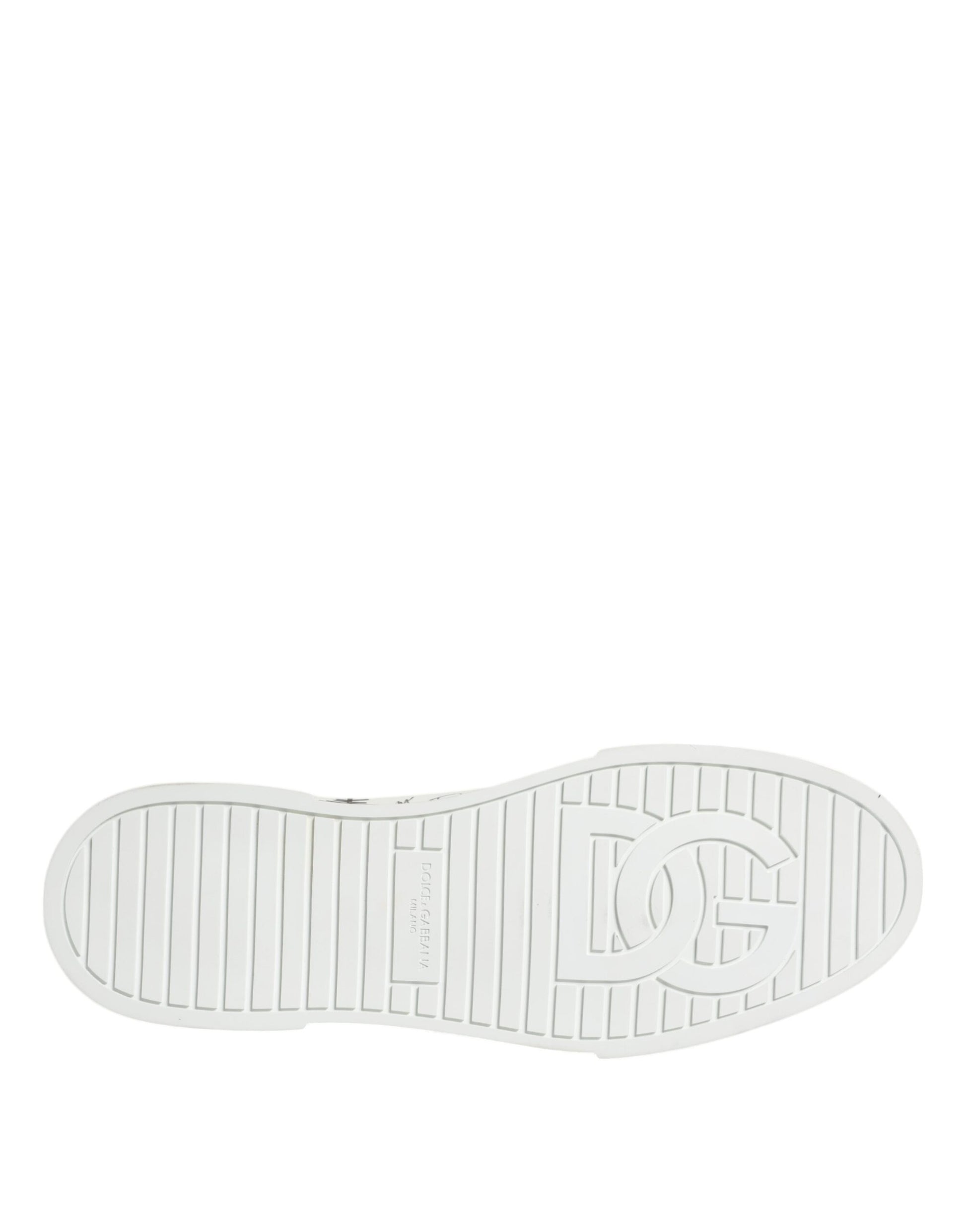 Weiße High-Top-Sneaker aus Baumwolle mit Graffiti-Muster