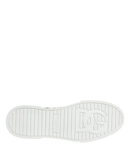 Weiße High-Top-Sneaker aus Baumwolle mit Graffiti-Muster