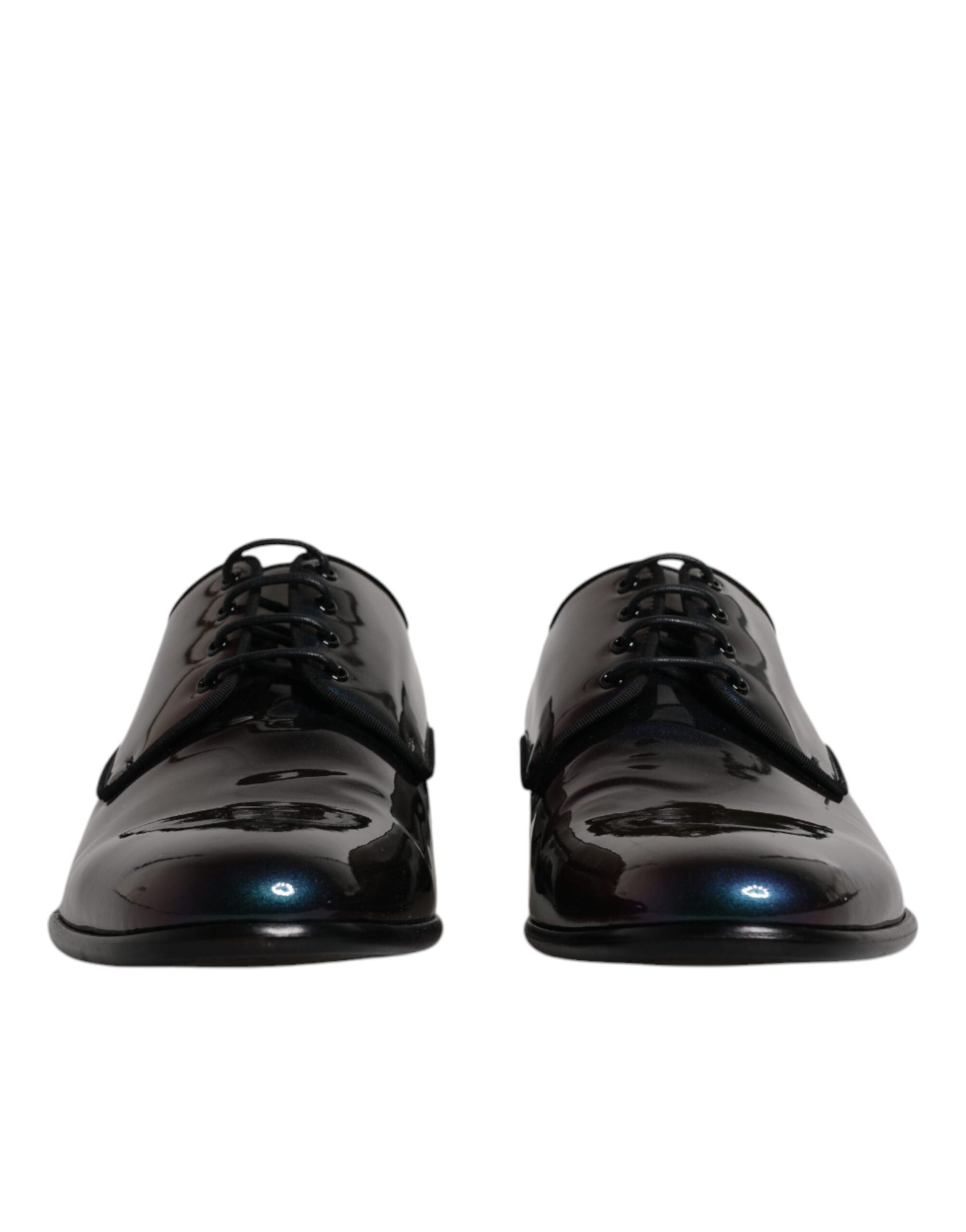 Pfauenblaue Derby-Schuhe aus Lackleder für Herren