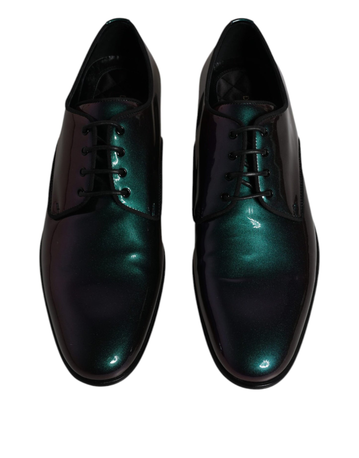 Pfauenblaue Derby-Schuhe aus Lackleder für Herren