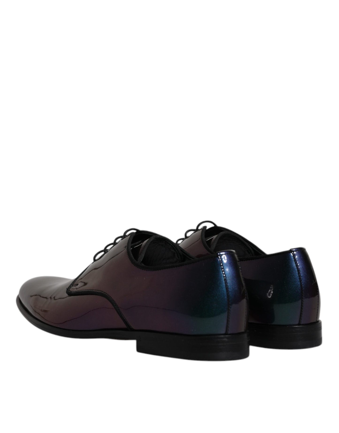 Pfauenblaue Derby-Schuhe aus Lackleder für Herren