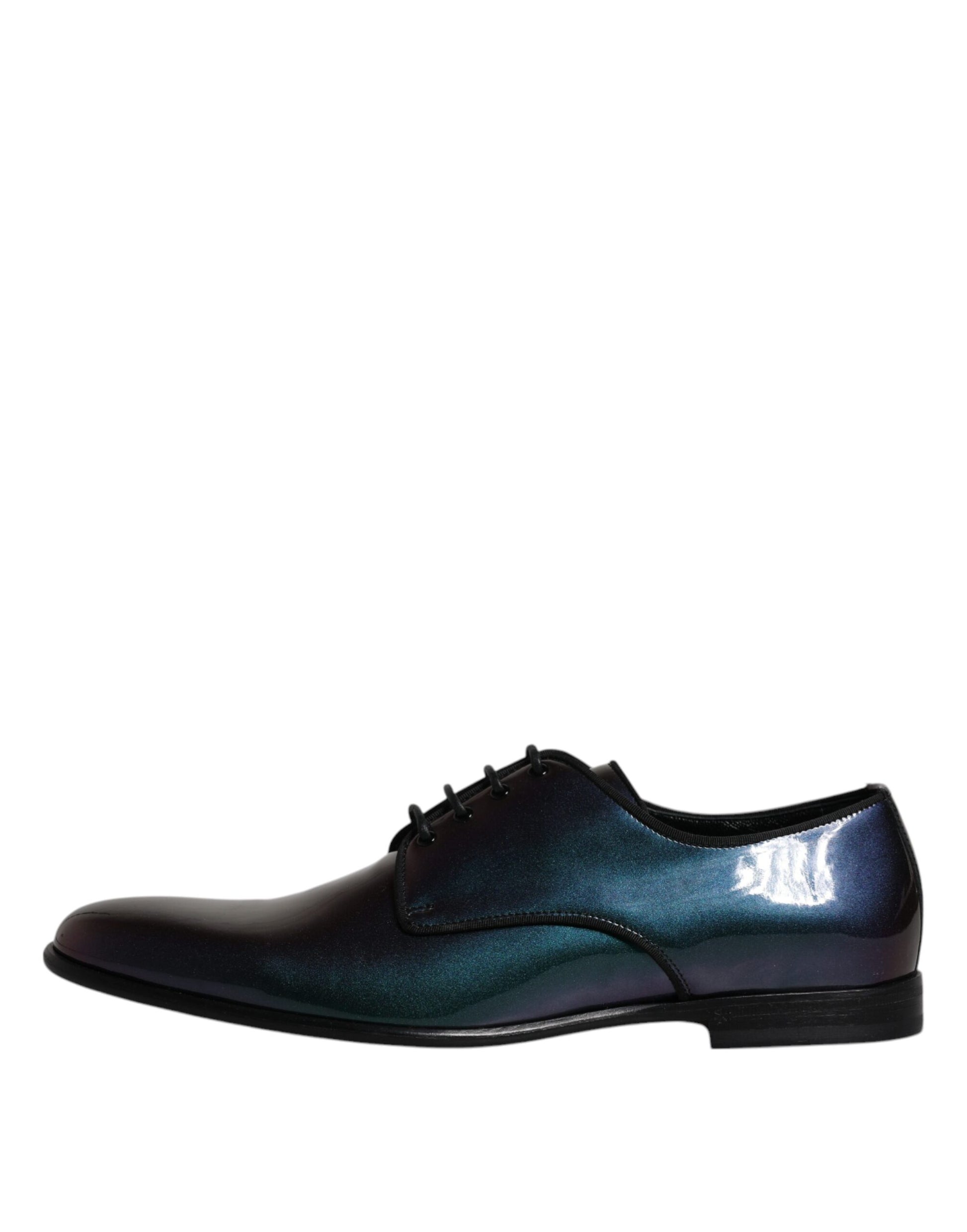Pfauenblaue Derby-Schuhe aus Lackleder für Herren