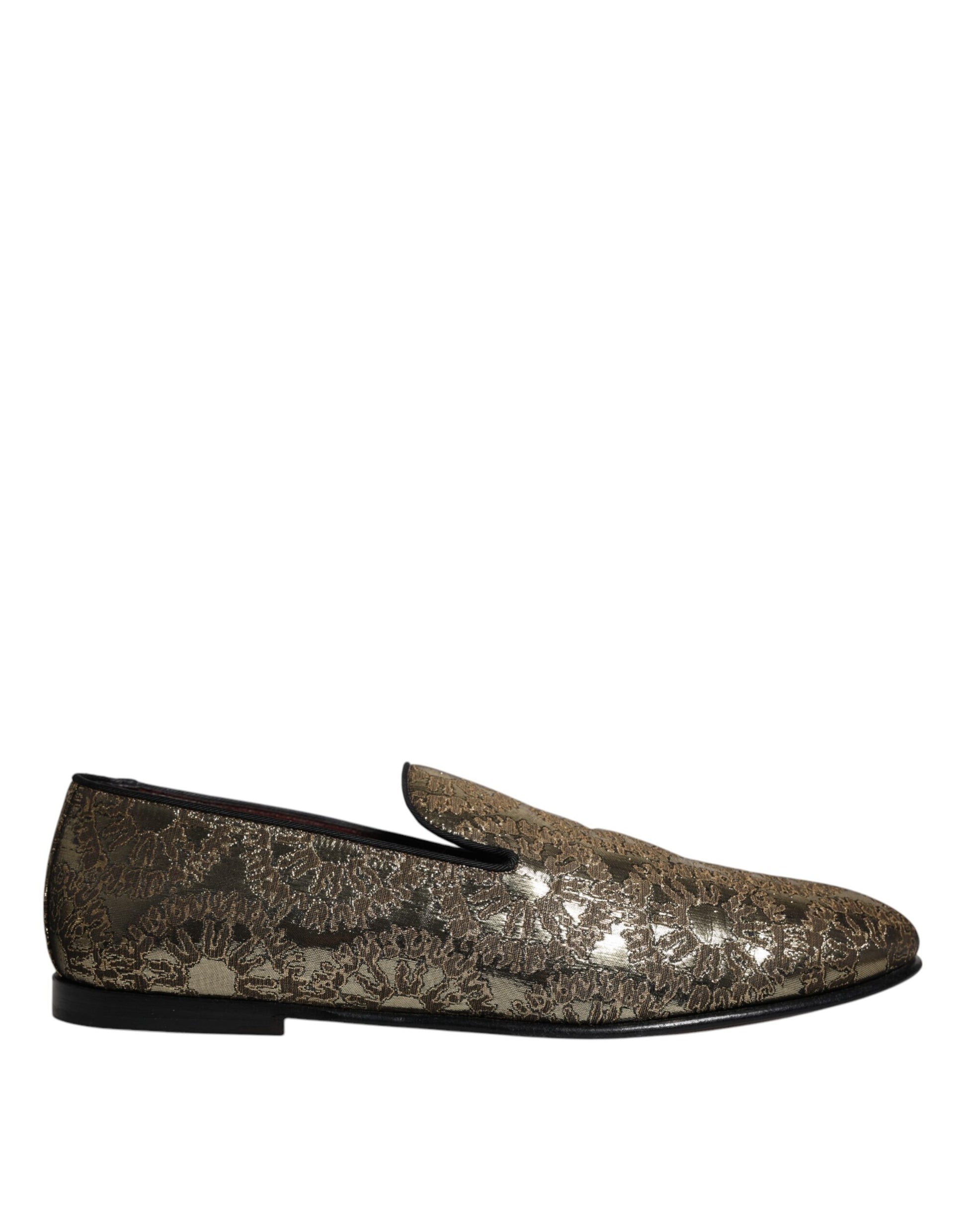 Gold Jacquard Flats Herren Loafer Abendschuhe