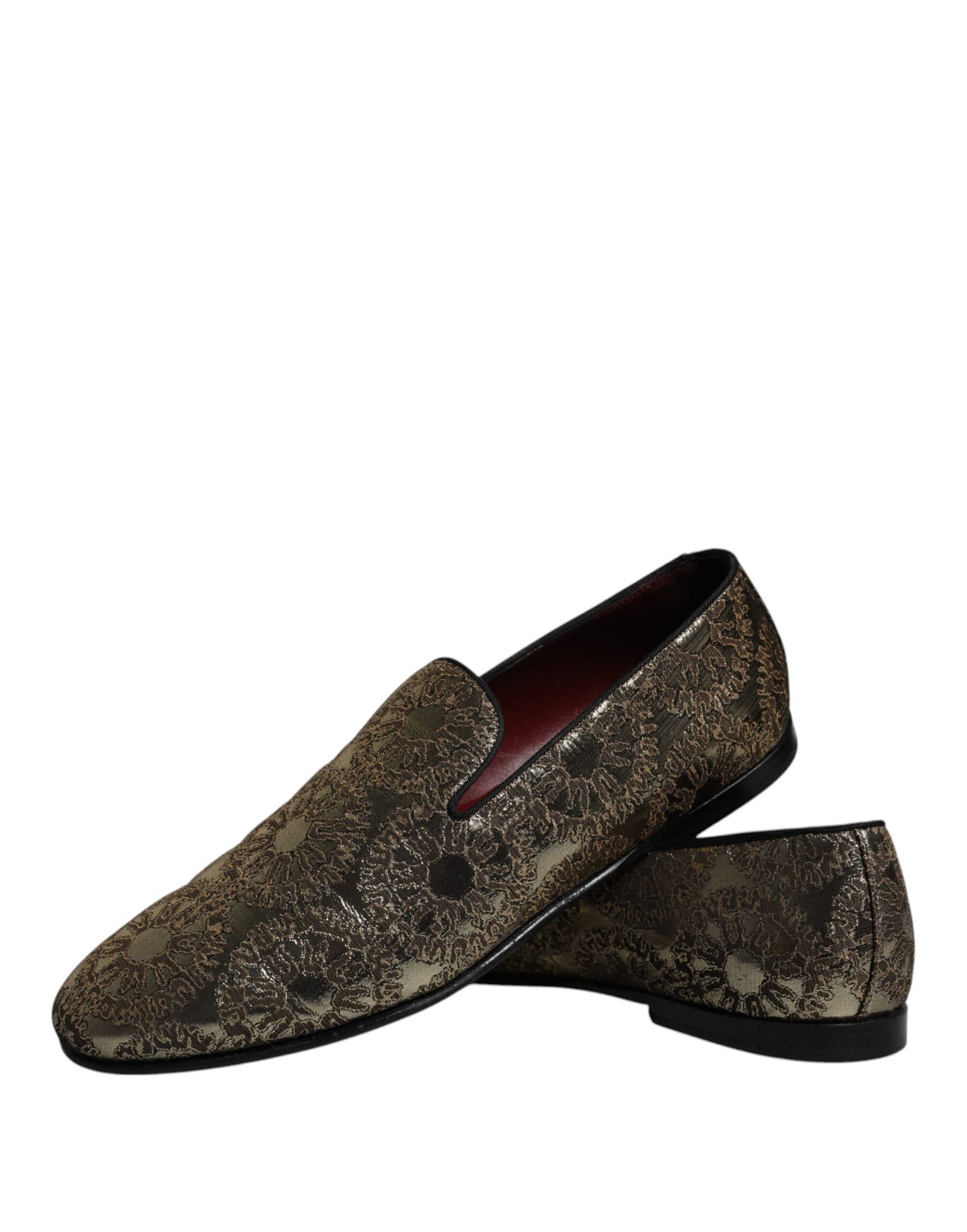 Gold Jacquard Flats Herren Loafer Abendschuhe