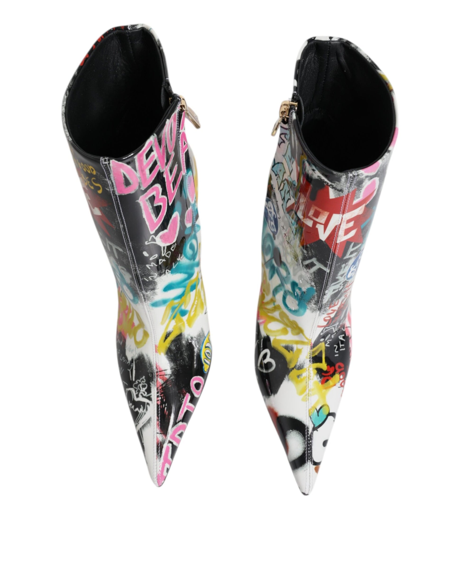 Mehrfarbige Graffiti-Keira-Stiefel mit halbhohem Schaft