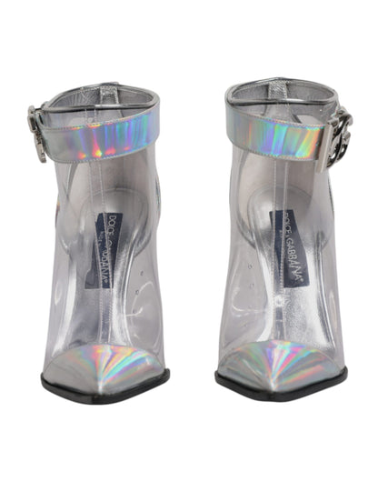 Silber schillernde spitze kurze Stiefel Schuhe