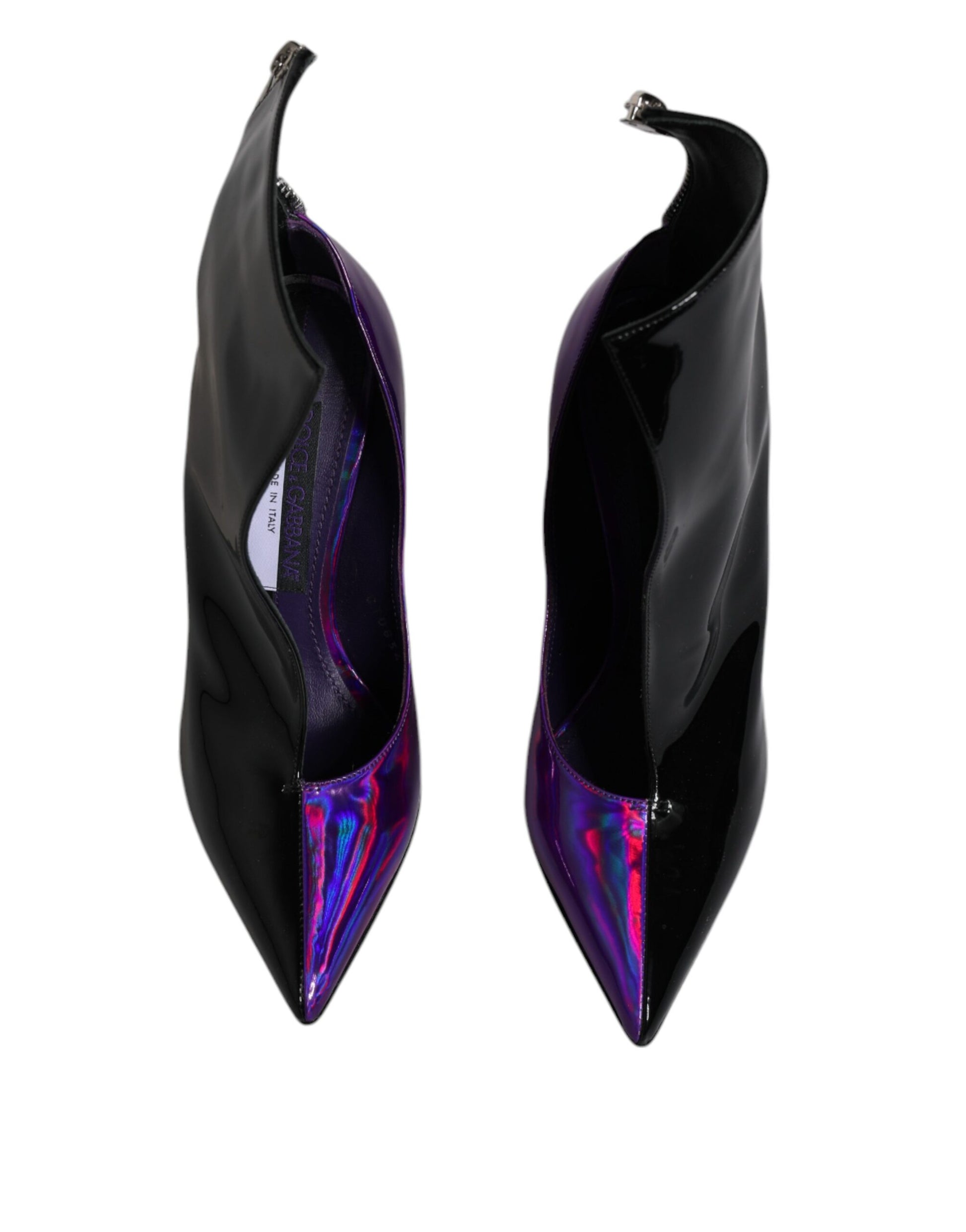 Lila schwarze spitze Stiefeletten