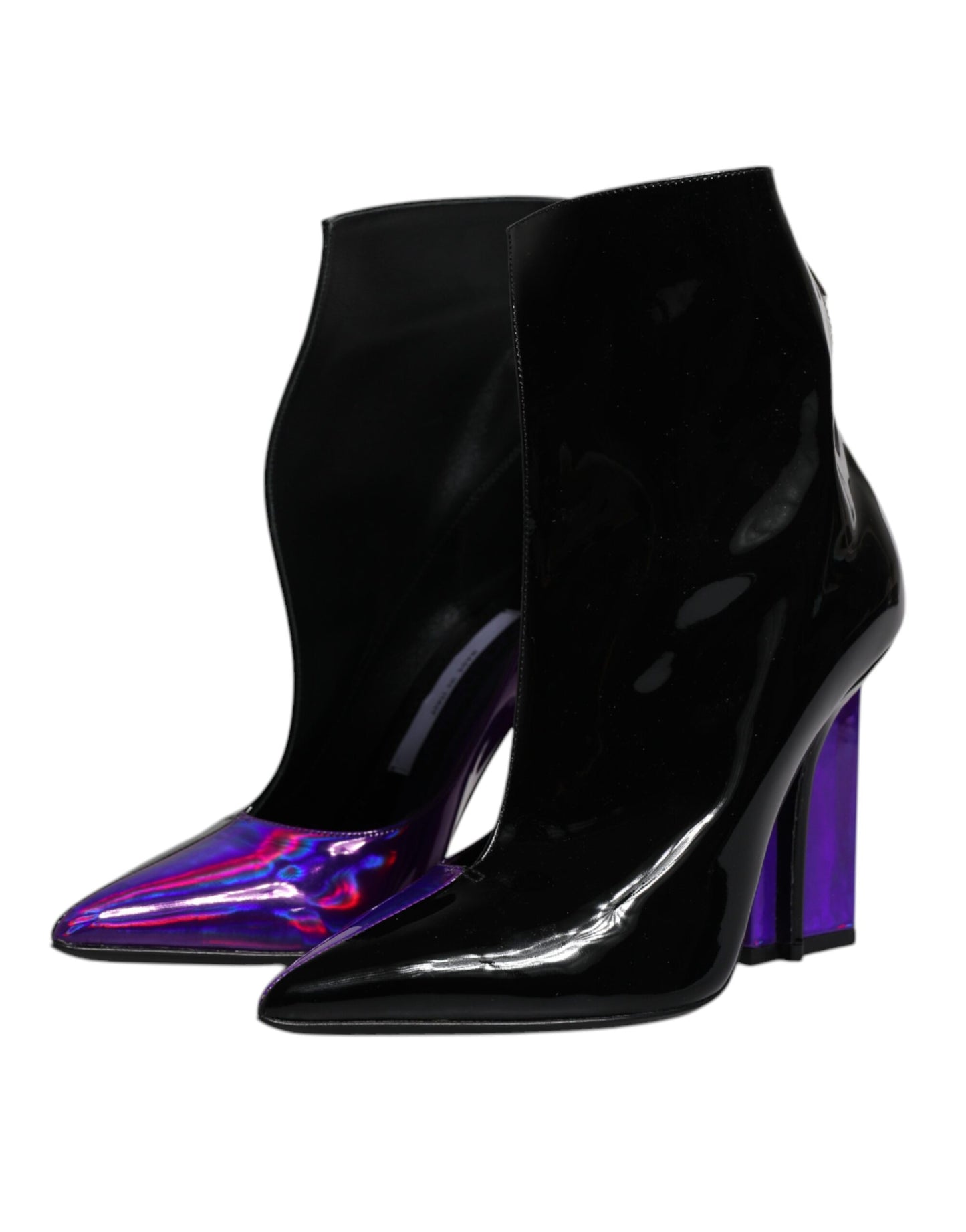 Lila schwarze spitze Stiefeletten