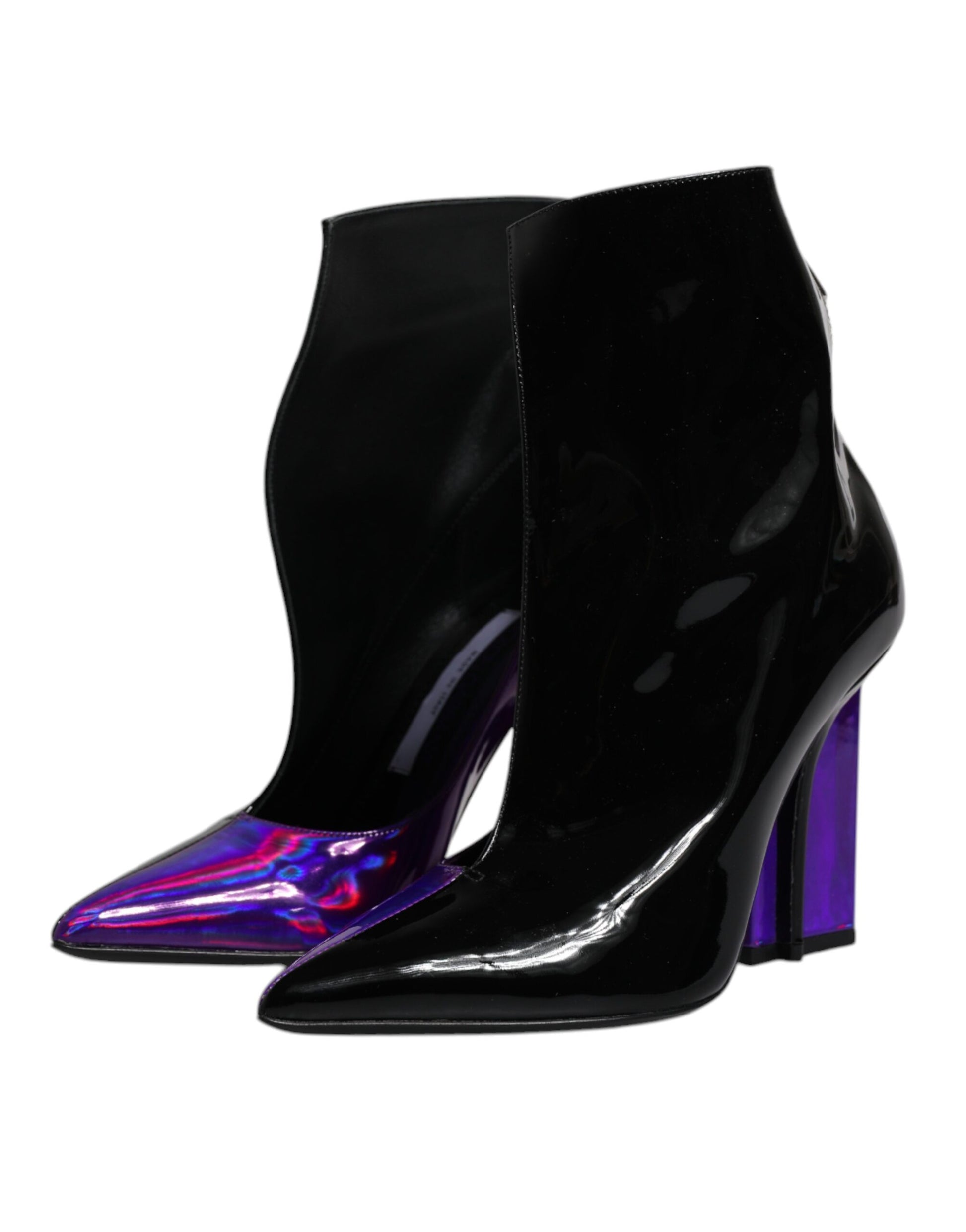 Lila schwarze spitze Stiefeletten