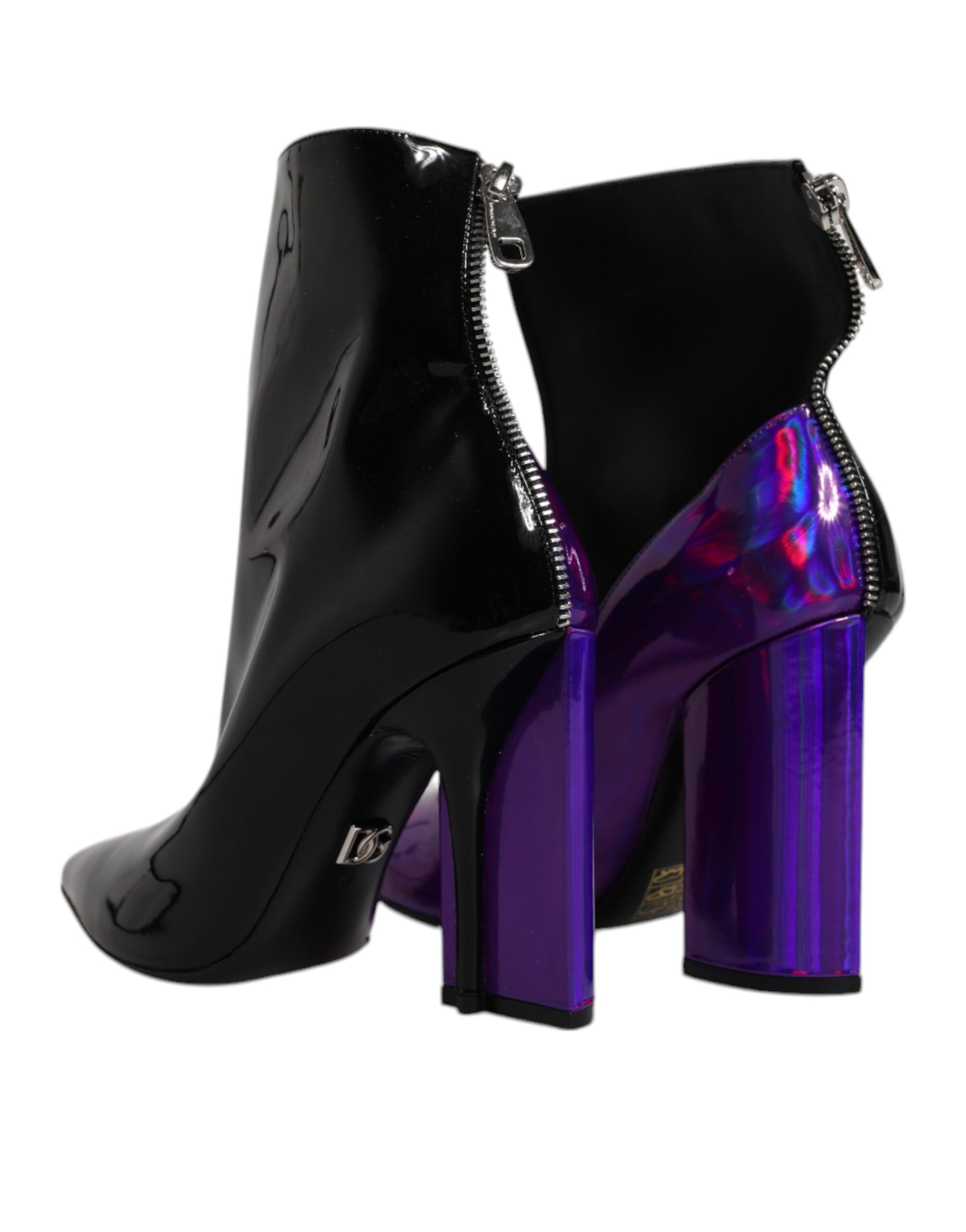 Lila schwarze spitze Stiefeletten