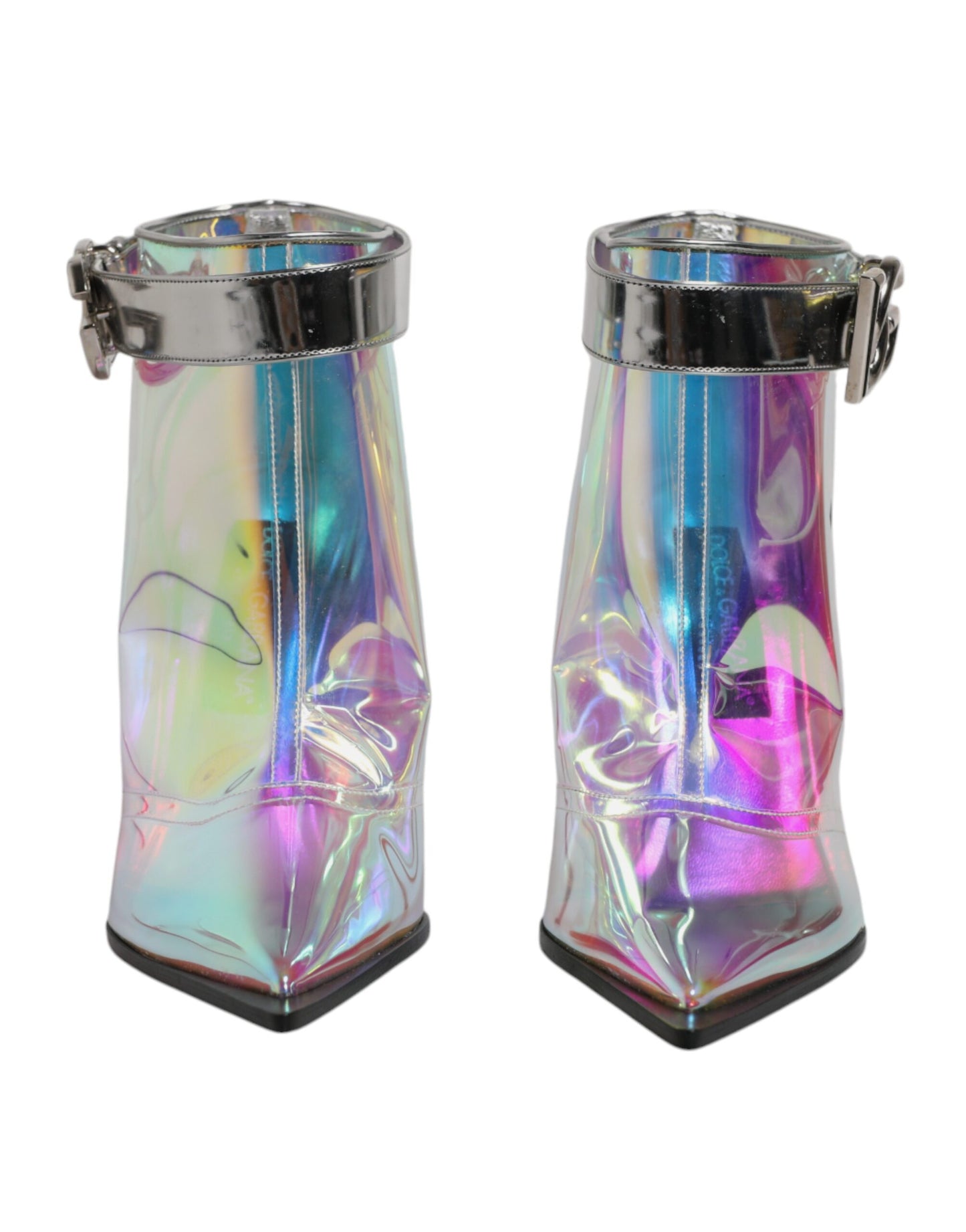 Silberne schillernde spitze kurze Stiefel