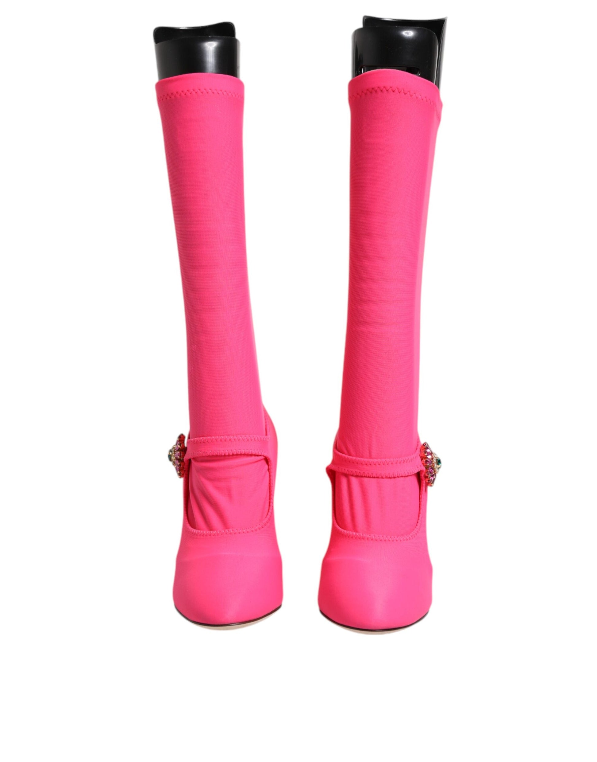 Rosa Nylon Crystal Vally Hohe Stiefel Schuhe