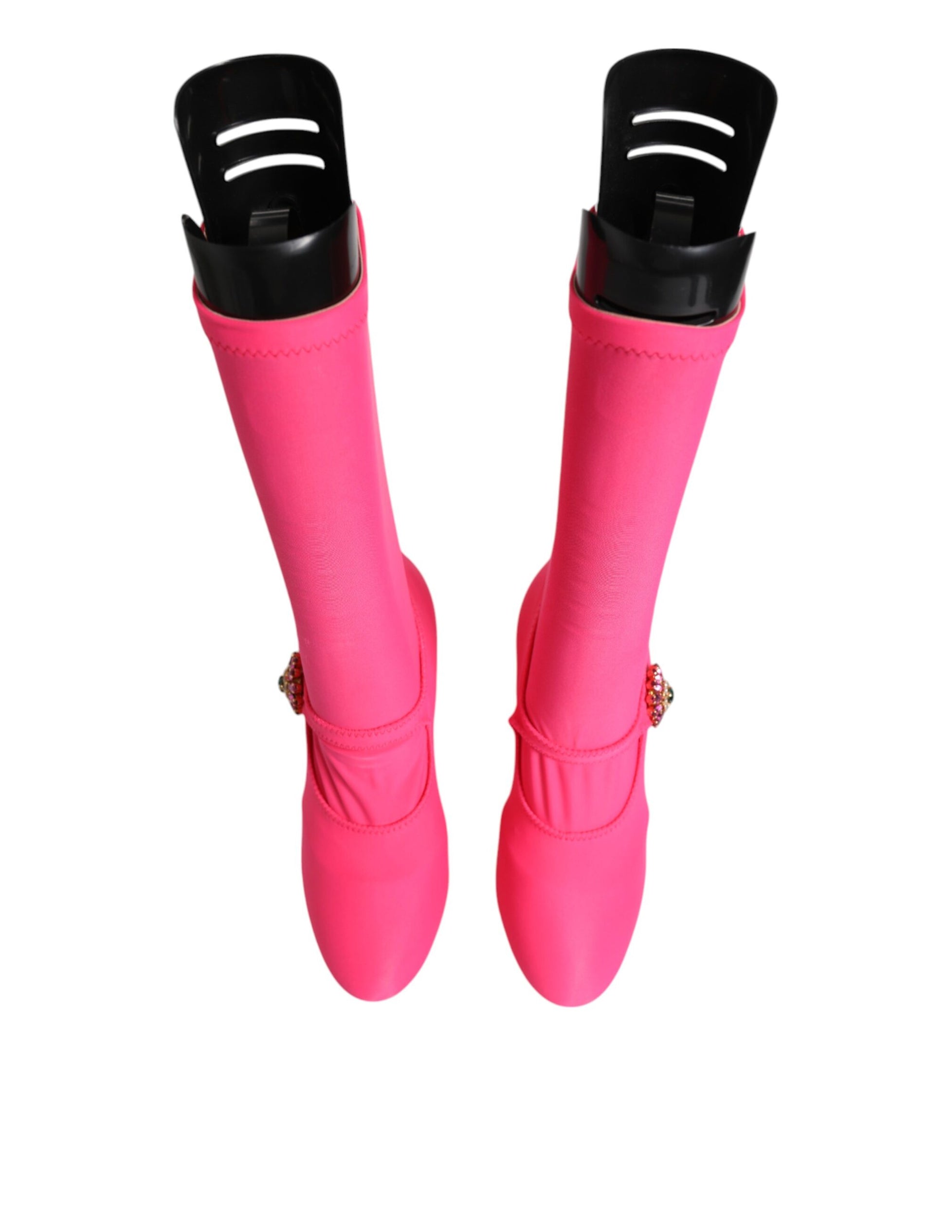Rosa Nylon Crystal Vally Hohe Stiefel Schuhe