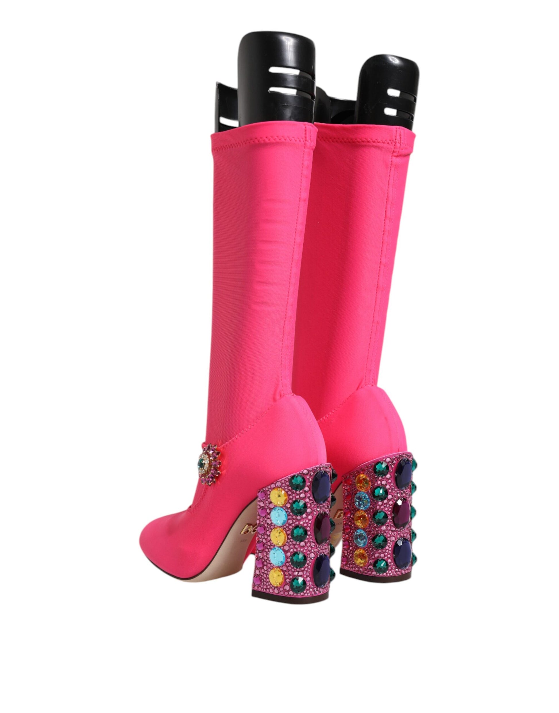 Rosa Nylon Crystal Vally Hohe Stiefel Schuhe