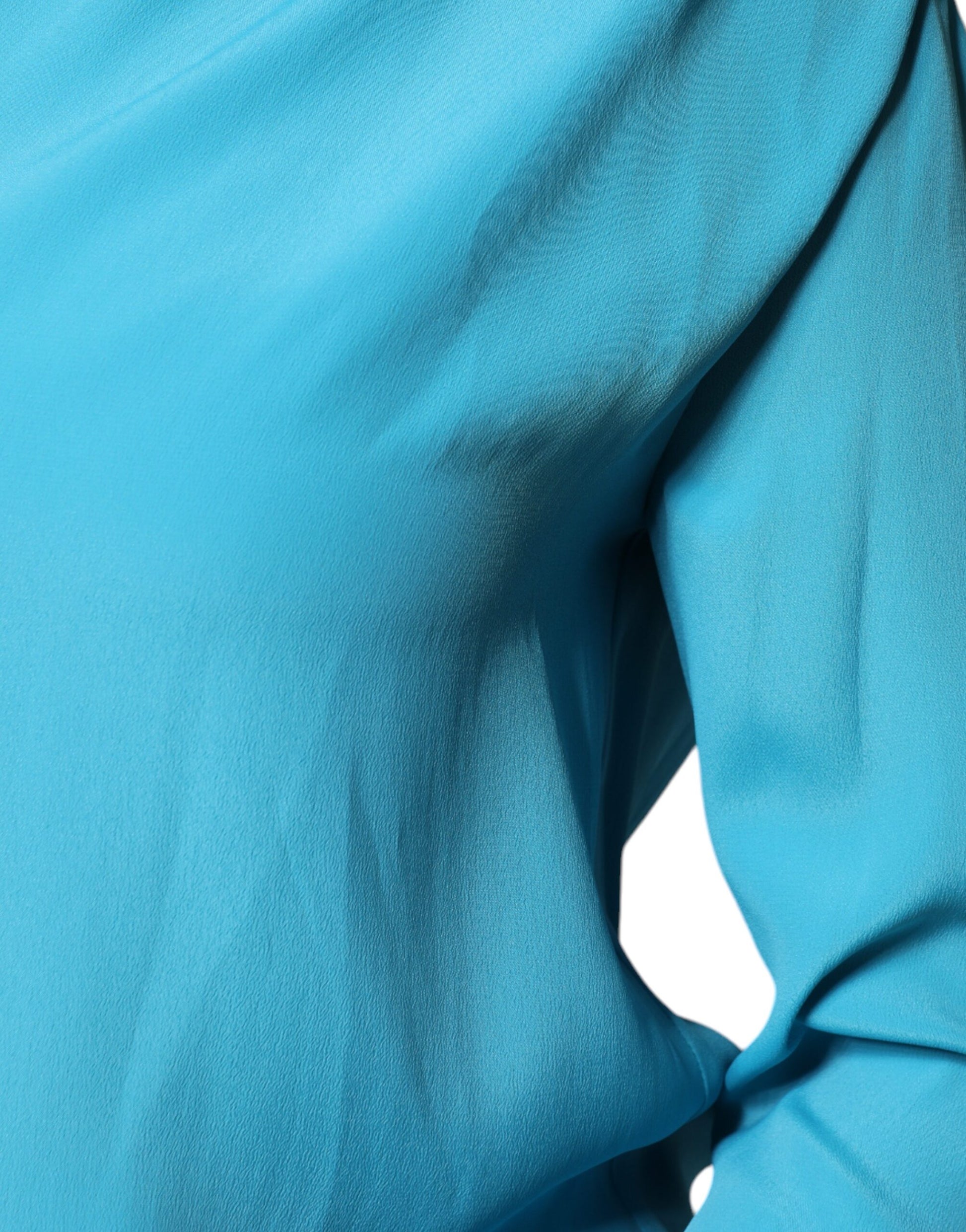 Blaues Blusentop mit Rundhalsausschnitt und langen Ärmeln