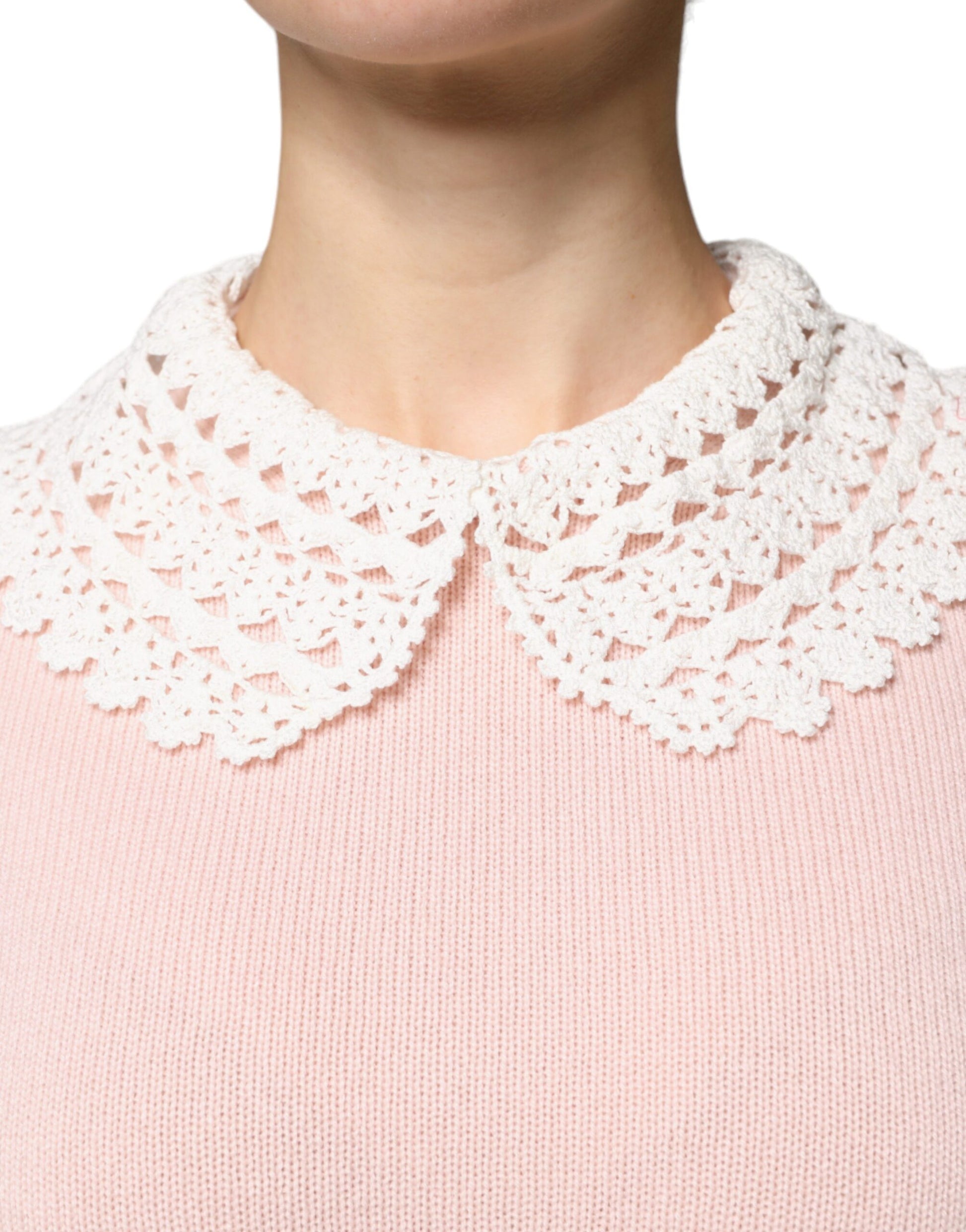 Rosa Strickoberteil mit langem Arm und Kaschmirkragen