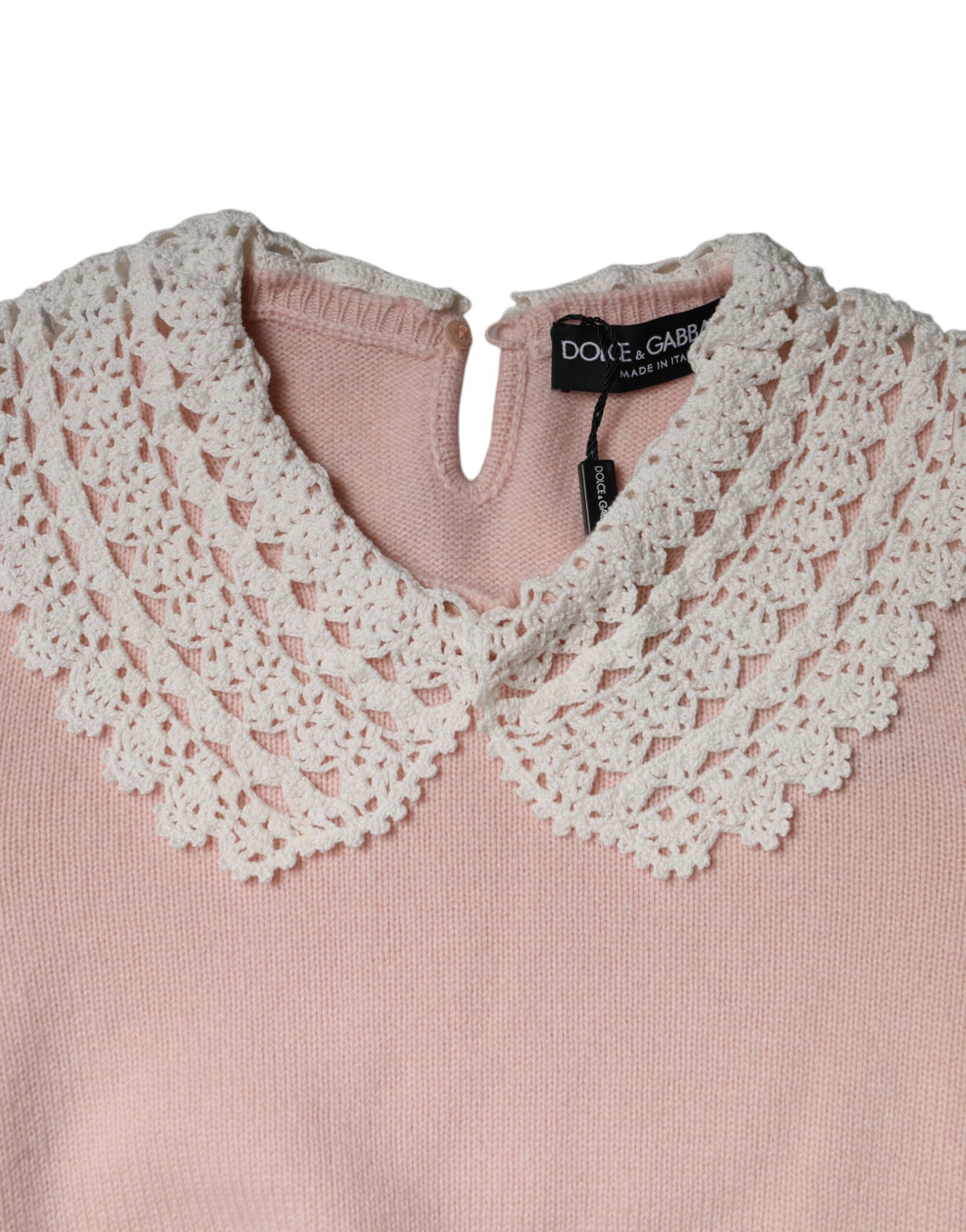 Rosa Strickoberteil mit langem Arm und Kaschmirkragen