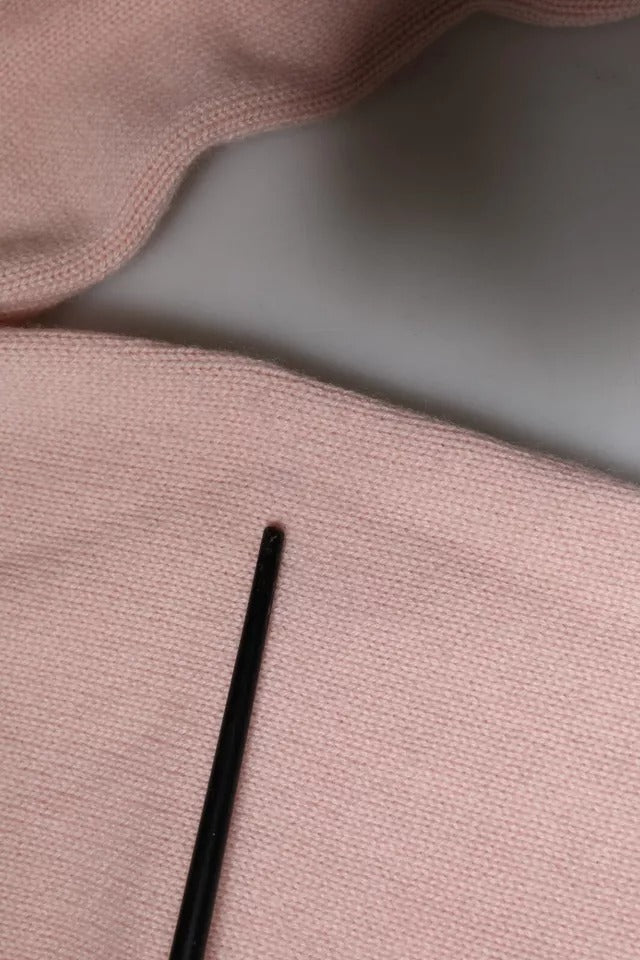 Rosa Strickoberteil mit langem Arm und Kaschmirkragen