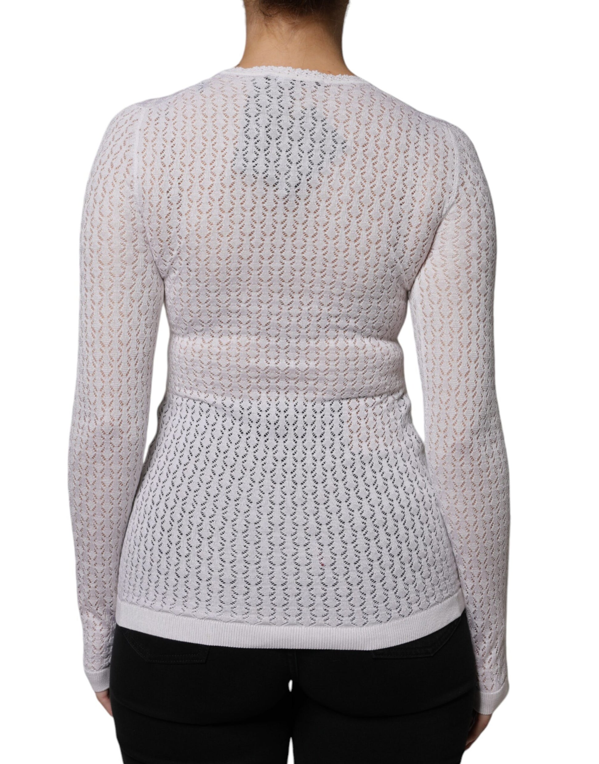 Weißer Seiden-Cardigan mit Knopfleiste