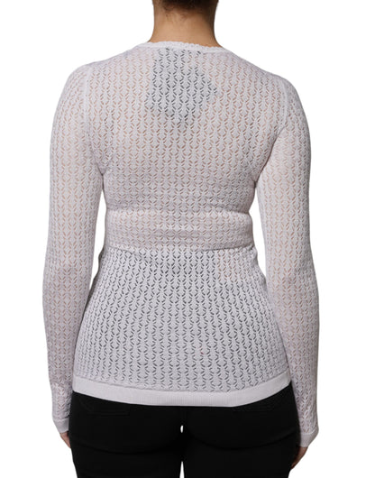 Weißer Seiden-Cardigan mit Knopfleiste