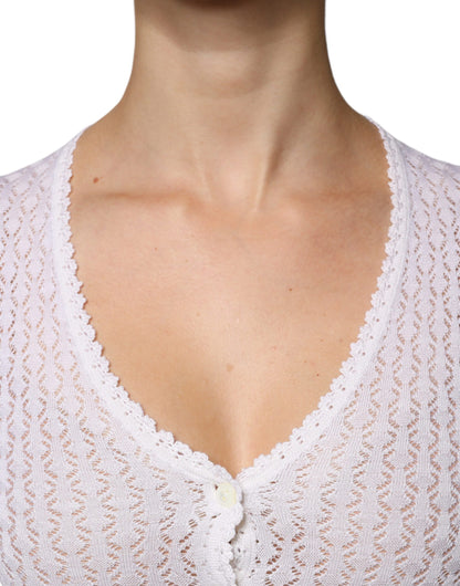 Weißer Seiden-Cardigan mit Knopfleiste