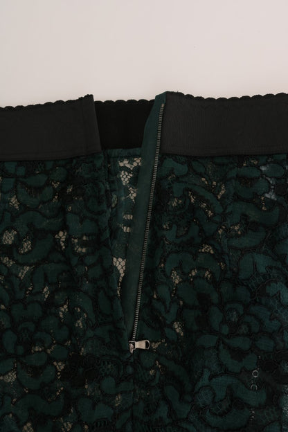 High Waist Floral Lace Slim Trousers
