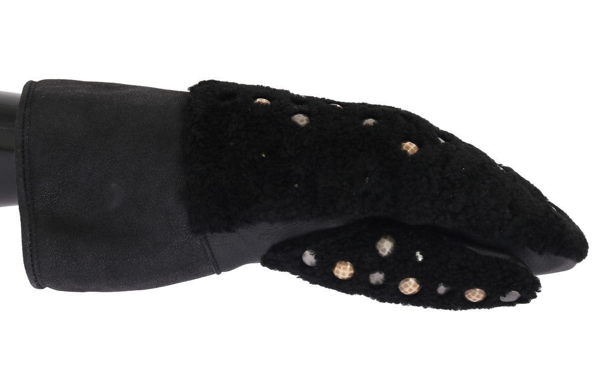 Mit Nieten besetzte schwarze Herrenhandschuhe aus Leder