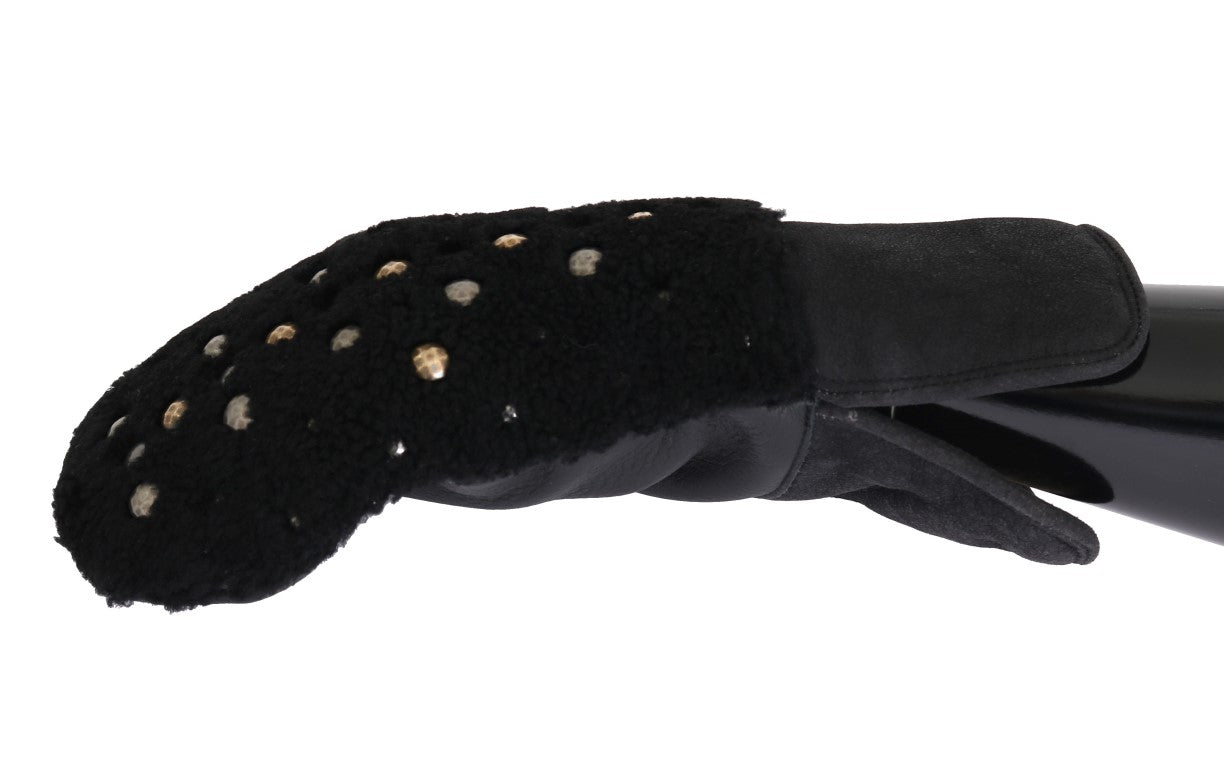 Mit Nieten besetzte schwarze Herrenhandschuhe aus Leder