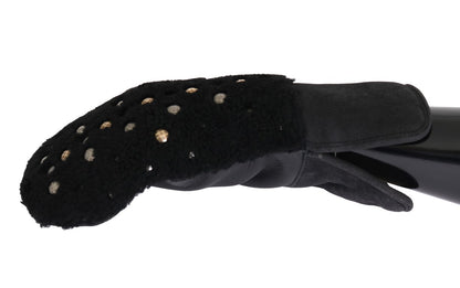 Mit Nieten besetzte schwarze Herrenhandschuhe aus Leder