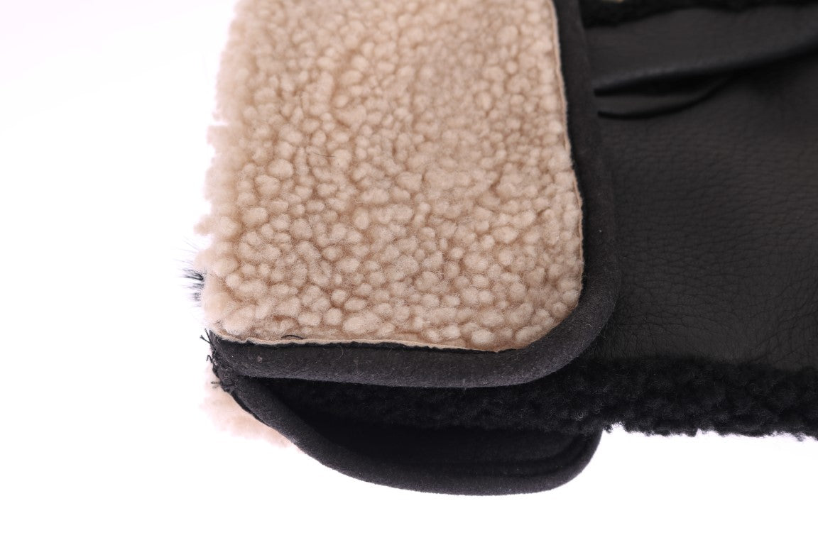 Mit Nieten besetzte schwarze Herrenhandschuhe aus Leder