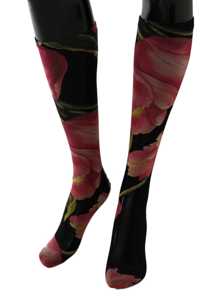 Florale Stretch-Nylonstrümpfe