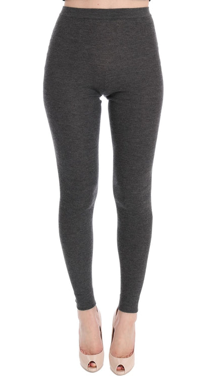 Schicke graue Strumpfhose aus Kaschmir mit hoher Taille