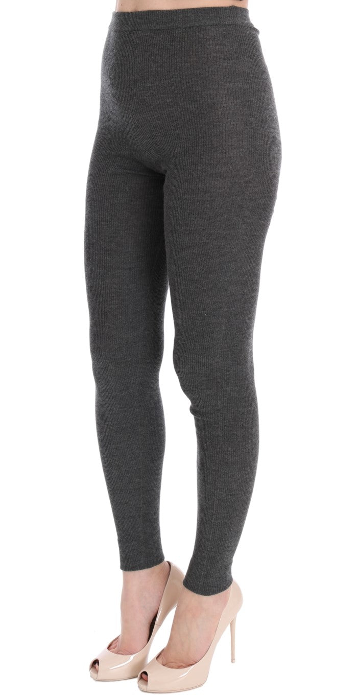 Schicke graue Strumpfhose aus Kaschmir mit hoher Taille