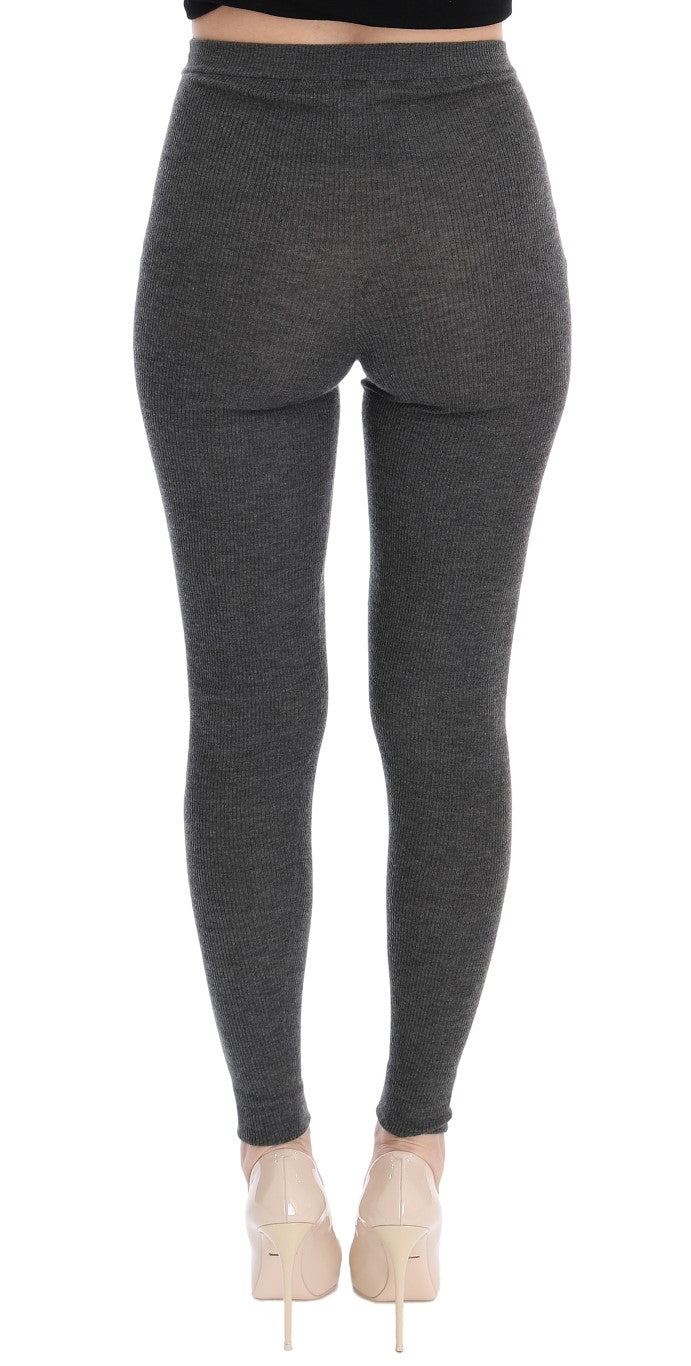 Schicke graue Strumpfhose aus Kaschmir mit hoher Taille