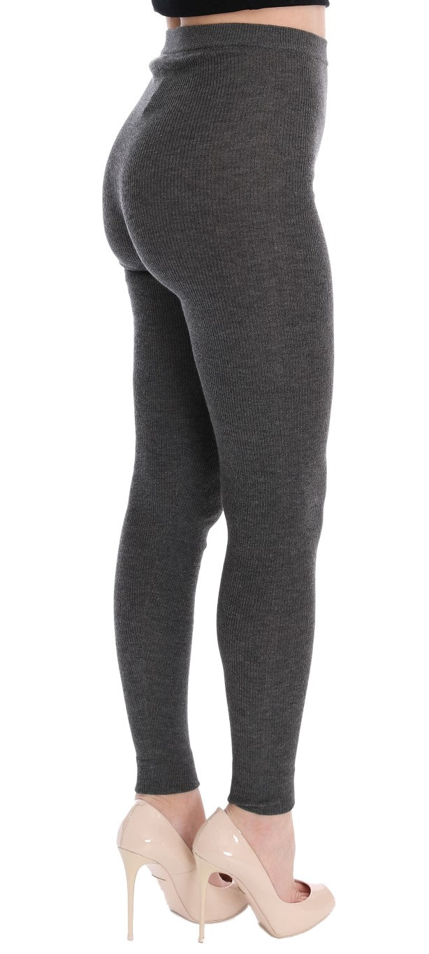 Schicke graue Strumpfhose aus Kaschmir mit hoher Taille