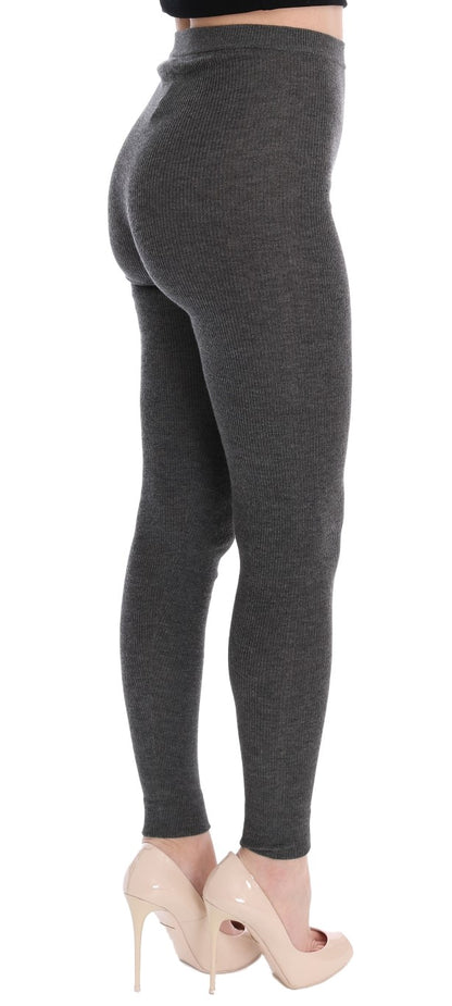 Schicke graue Strumpfhose aus Kaschmir mit hoher Taille