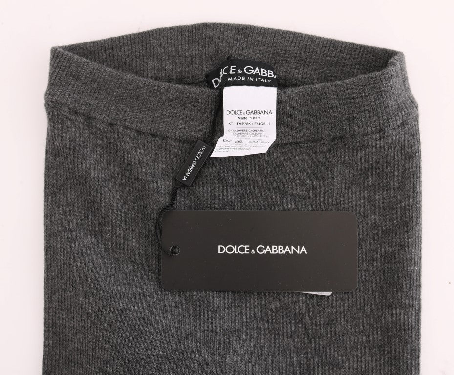 Schicke graue Strumpfhose aus Kaschmir mit hoher Taille