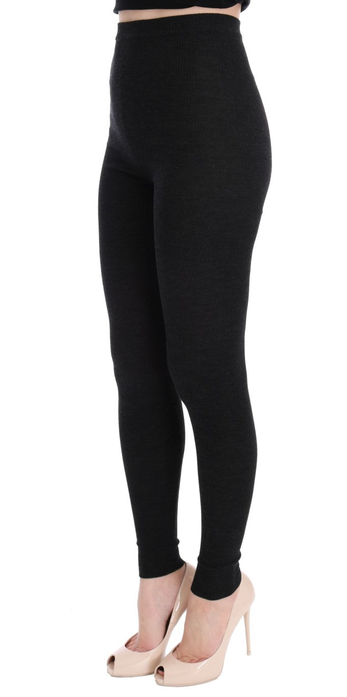 Elegante High-Waist-Strumpfhose aus Wolle in Dunkelgrau