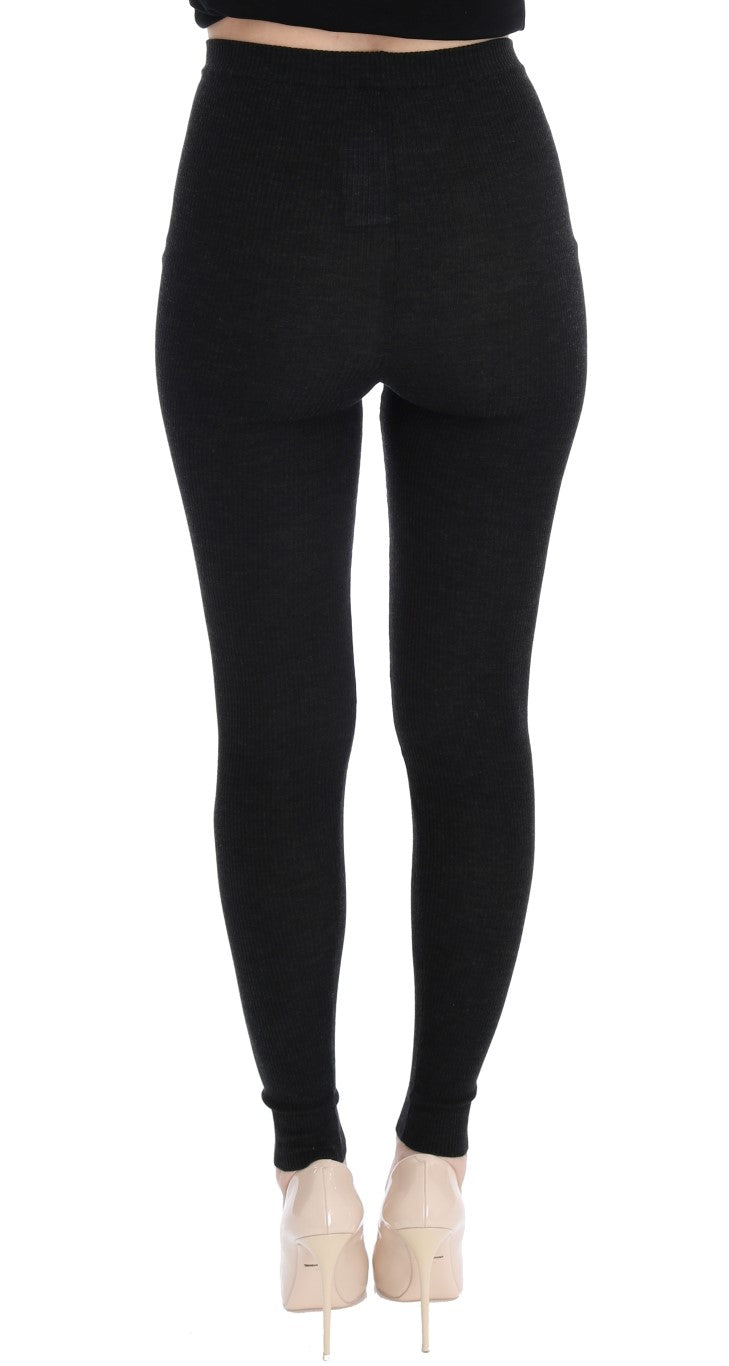 Elegante High-Waist-Strumpfhose aus Wolle in Dunkelgrau