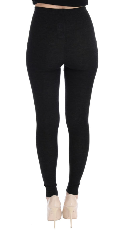 Elegante High-Waist-Strumpfhose aus Wolle in Dunkelgrau