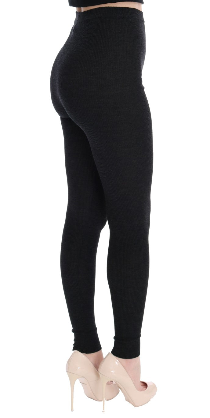 Elegante High-Waist-Strumpfhose aus Wolle in Dunkelgrau