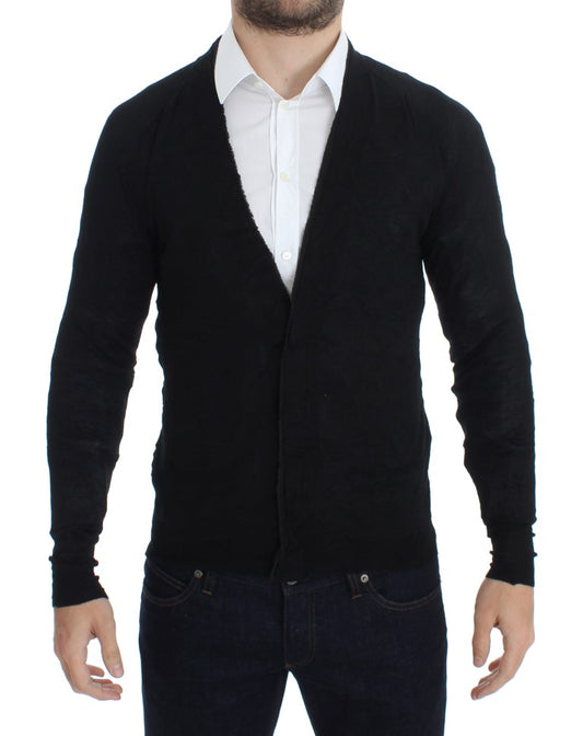 Eleganter schwarzer Cardigan aus Merinowolle
