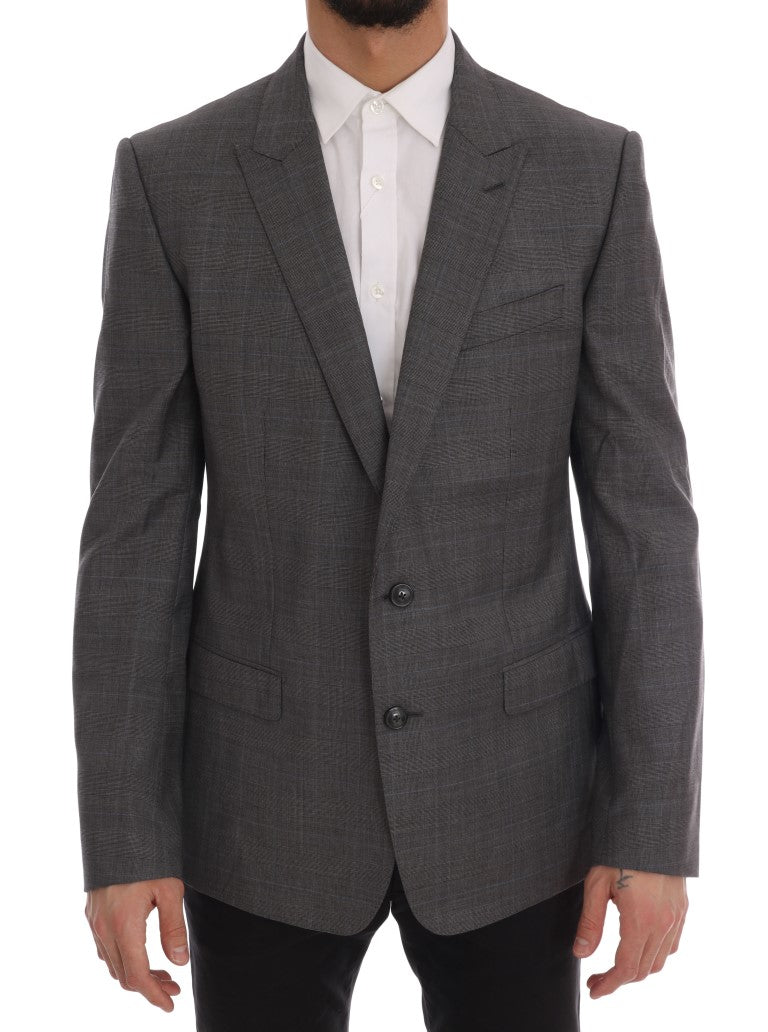 Schicker, grau karierter Wollblazer