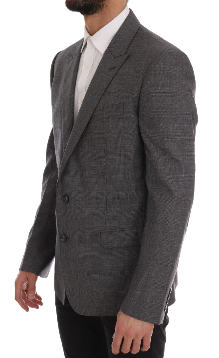 Schicker, grau karierter Wollblazer